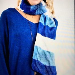 Scarf 57” Color Block Sweater-Scarf/Blue